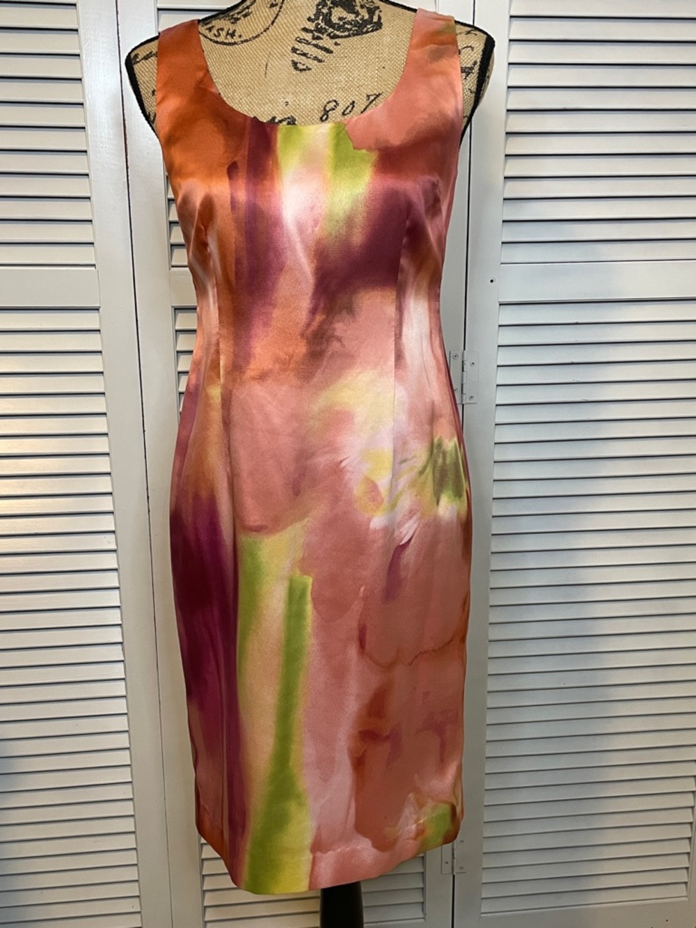 LN - Ann Taylor Satin Watercolor Sheath Dress - Sz 6